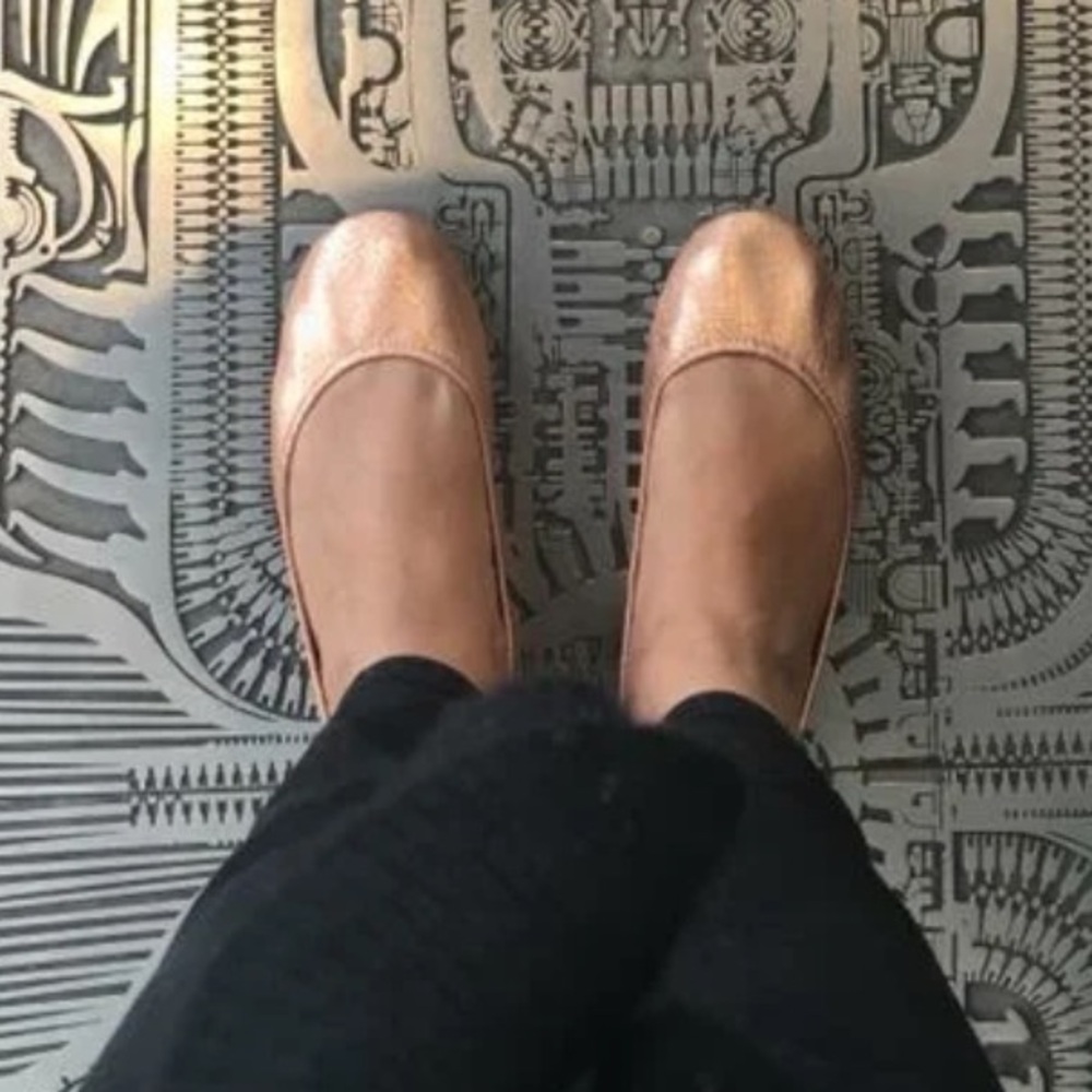 Tieks Women's Rose Gold Glam Metallic Copper Ballet Flats - Picture 14 of 15